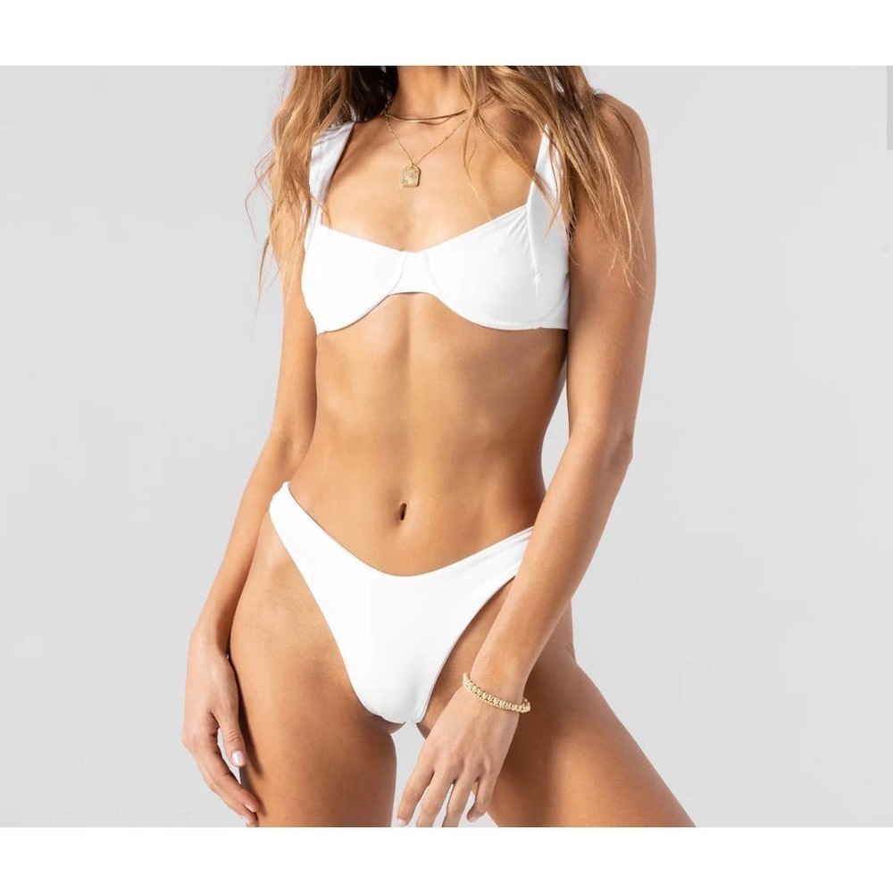 L*Space Tori Bikini Top Demi-Cup White Women's Size L NWOT